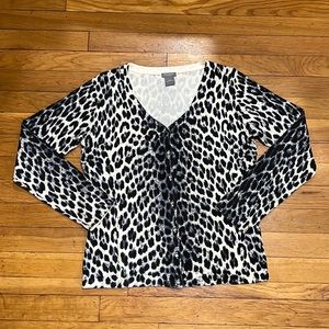 Ann Taylor animal print button down sweater
